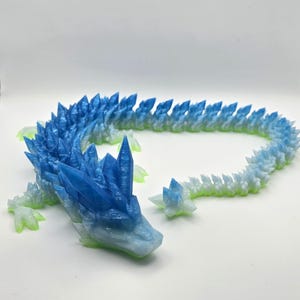 Large Transparent blue/green Articulated Dragon