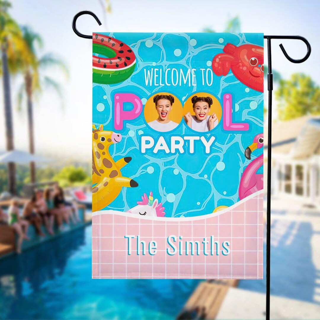 Personalized Pool Party Welcome Garden Flag – Weather Resistant ...