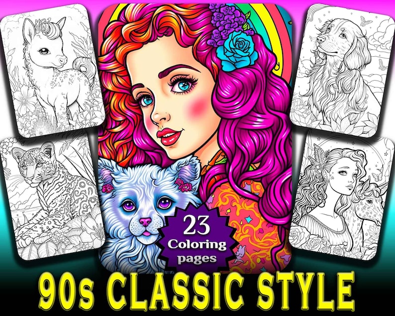 Nostalgic 90s Coloring Book Pages for Adults Kids Instant - Etsy