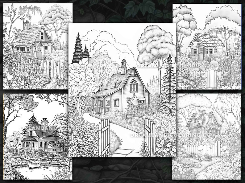 25 Cozy Aesthetic Cottagecore Cottage Coloring Book Pages for Kids and ...