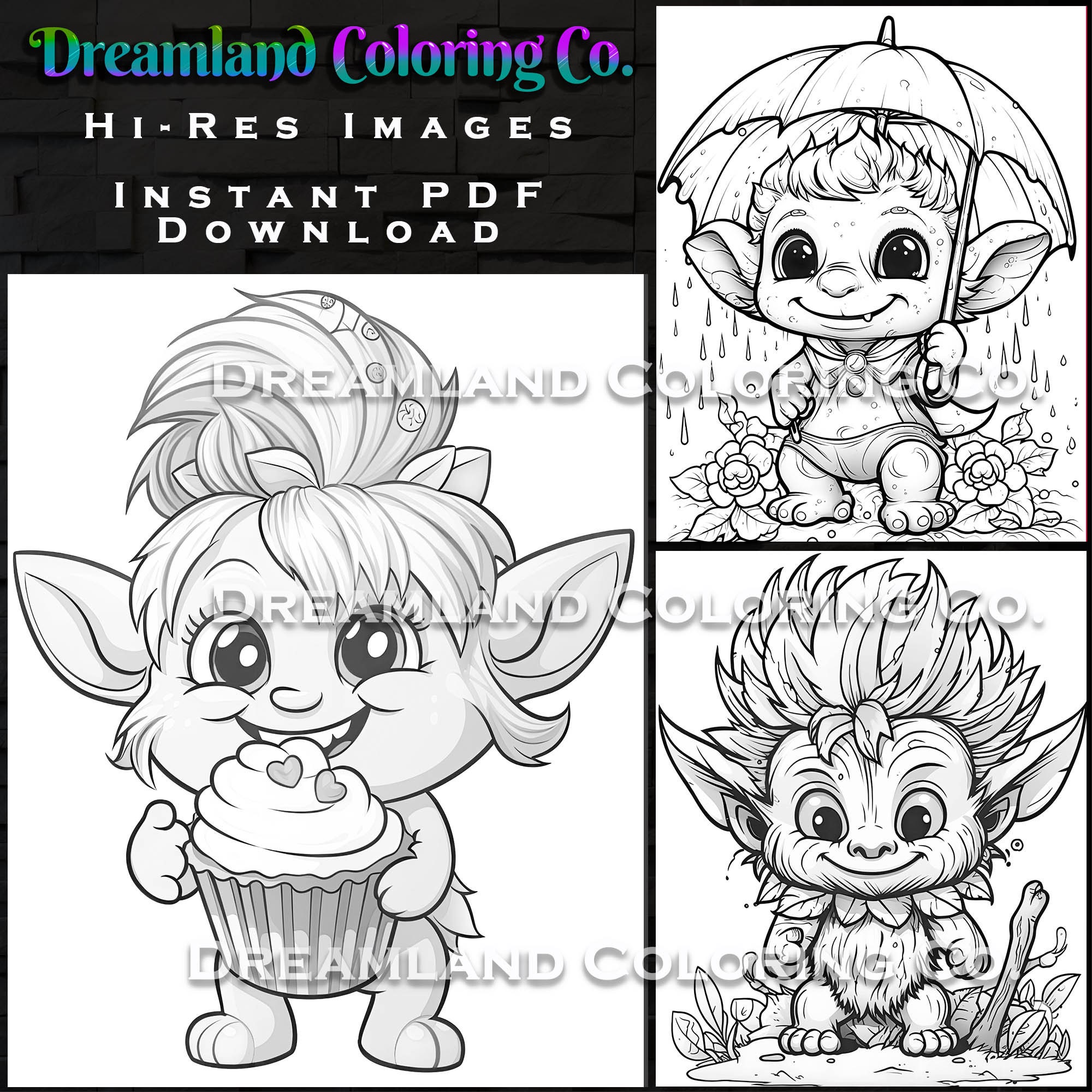 25 Cute Baby Kawaii Style Trolls Coloring Pages Printable for Adults