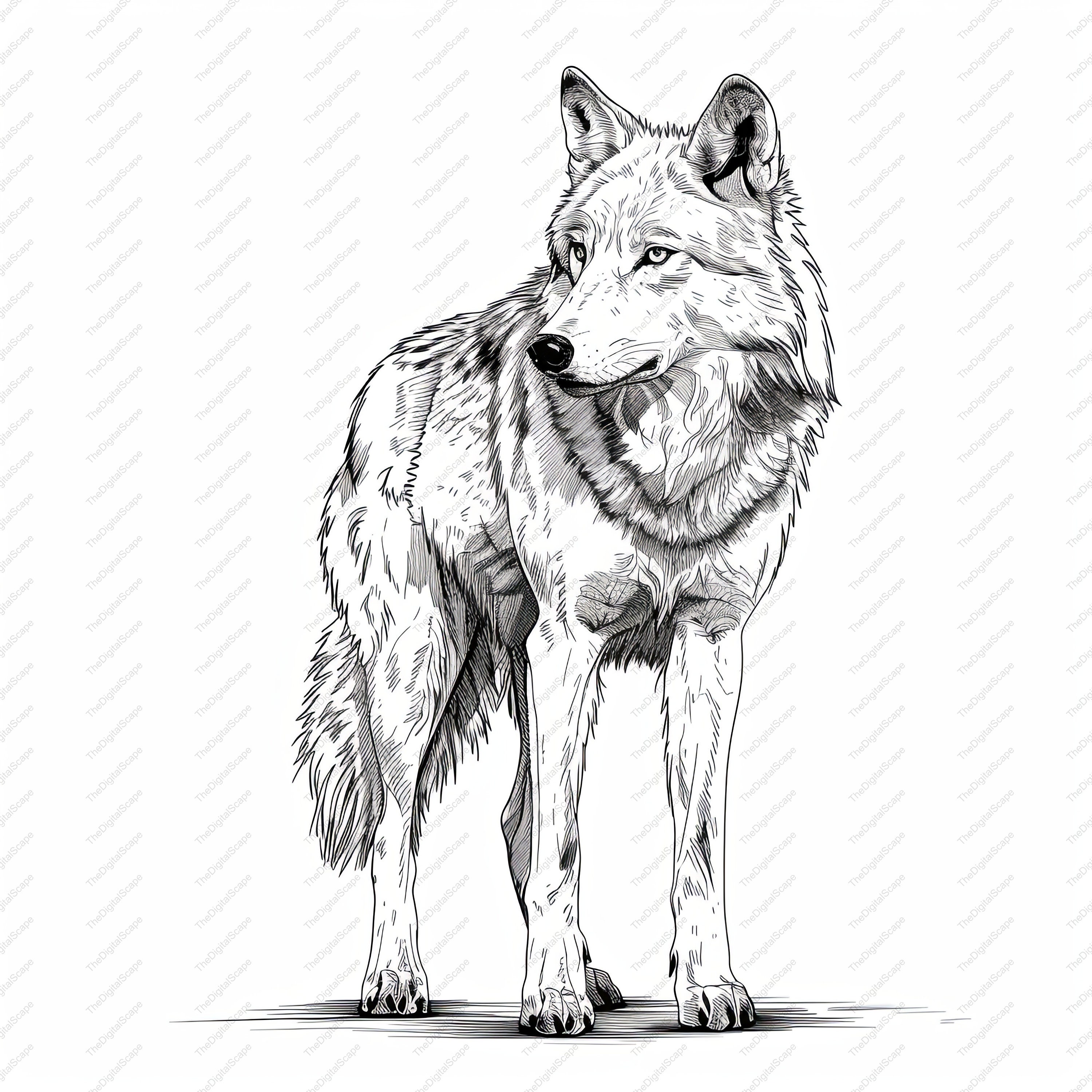 Wolf Line Art Clipart Commercial Use Jpgs instant Download Etsy Wolf Line Art Clipart Commercial Use Jpgs instant Download Etsy
