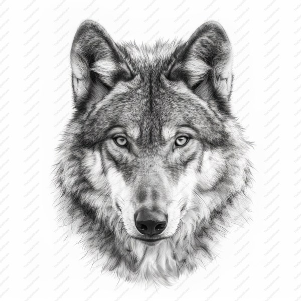 Wolf Black and White Pencil Sketch Clipart - 10 High Quality JPGs, Scrapbooks, Digital Craft, Digital Planners,Junk Journal,Instant Download