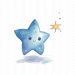Kawaii Star acquerello SET 3 Clipart - 10 JPG di alta qualità, album di ritagli, artigianato digitale, pianificatori digitali, diario spazzatura, download istantaneo