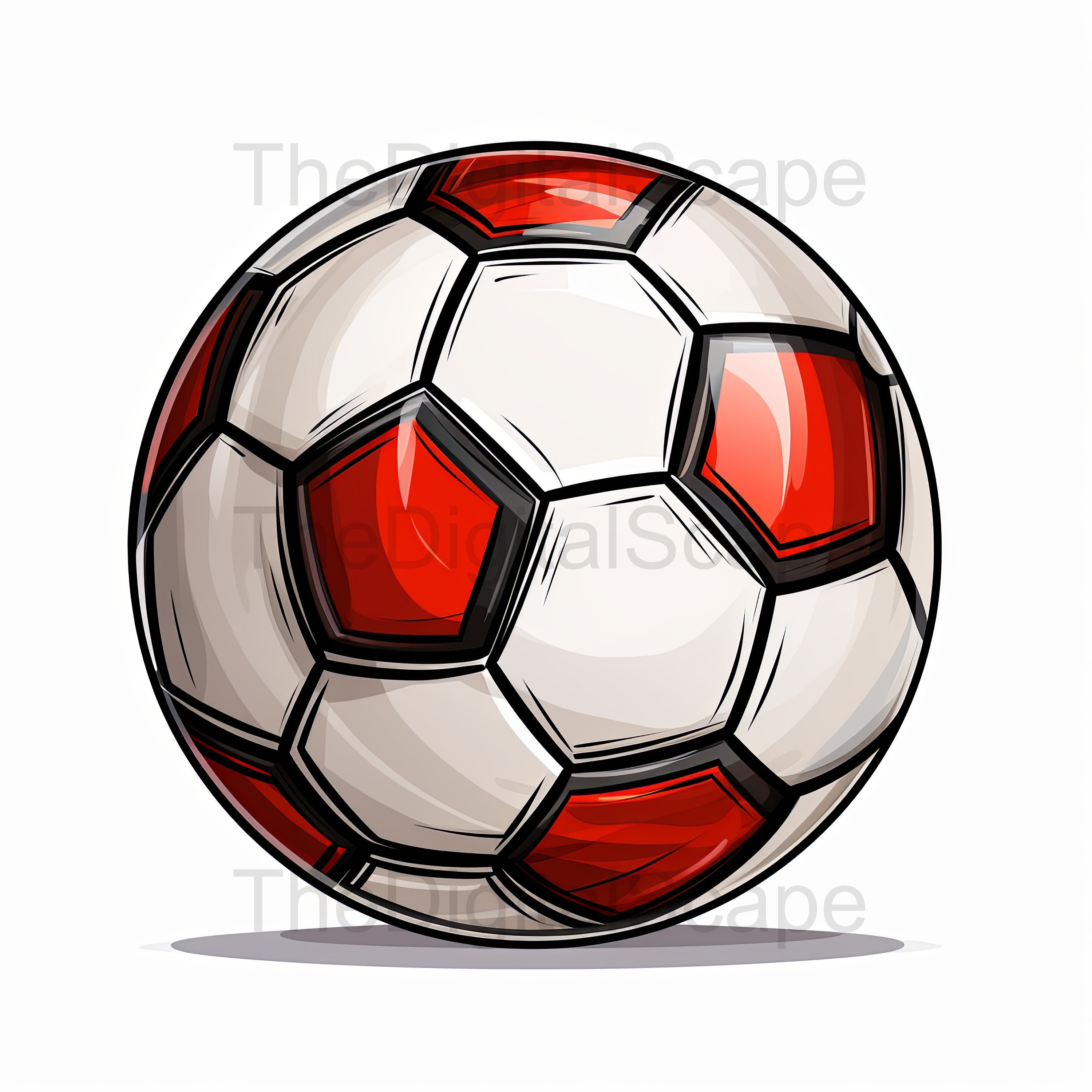 Red Soccer Ball Clipart – High Quality Jpgs, Commercial Use (instant ...