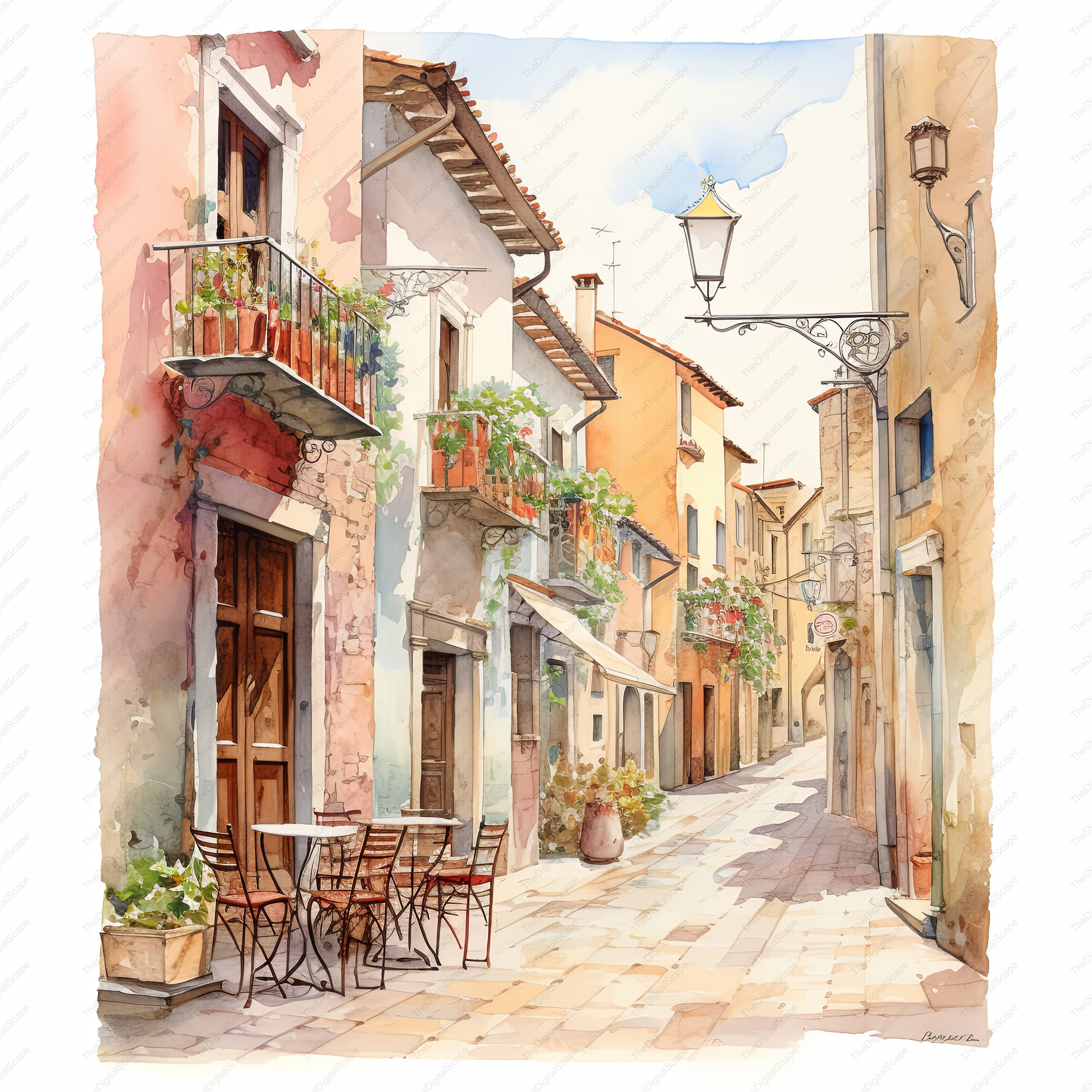 Italian Village Streets SET 2 Clipart - 10 High Quality JPGs, Scrapbooks, Digital Craft, Digital Planners, Junk Journal, Instant Download