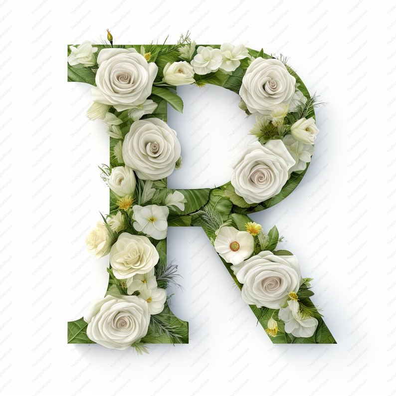 Floral Letter R Clipart – Printable Alphabet Initial (digital Download ...