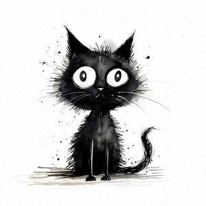 Whimsical Cat Clipart - 10 JPG de alta calidad, álbumes de recortes, artesanía digital, planificadores digitales, diario basura, uso comercial, descarga instantánea