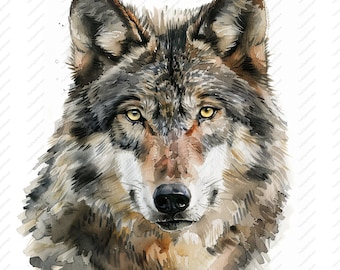 Wolf Portrait Clipart – High Quality JPGs, Commercial Use (Instant Download)