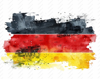 Clipart de acuarela de la bandera alemana – JPG para uso comercial (descarga instantánea)