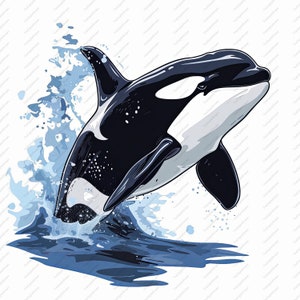 10 Cartoon Orca Whales Clipart - High Quality JPGs, Scrapbooks, Digital Craft, Digital Planners, Junk Journal, Commercial, Instant Download