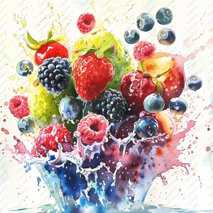 Fruit explosie SET 1 clipart - 10 hoge kwaliteit JPG's, plakboeken, digitale ambachtelijke, digitale planners, ongewenste Journal, commerciële, Instant Download