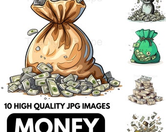 Money Clipart – 10 High-Quality JPGs, Commercial Use (Instant Download)