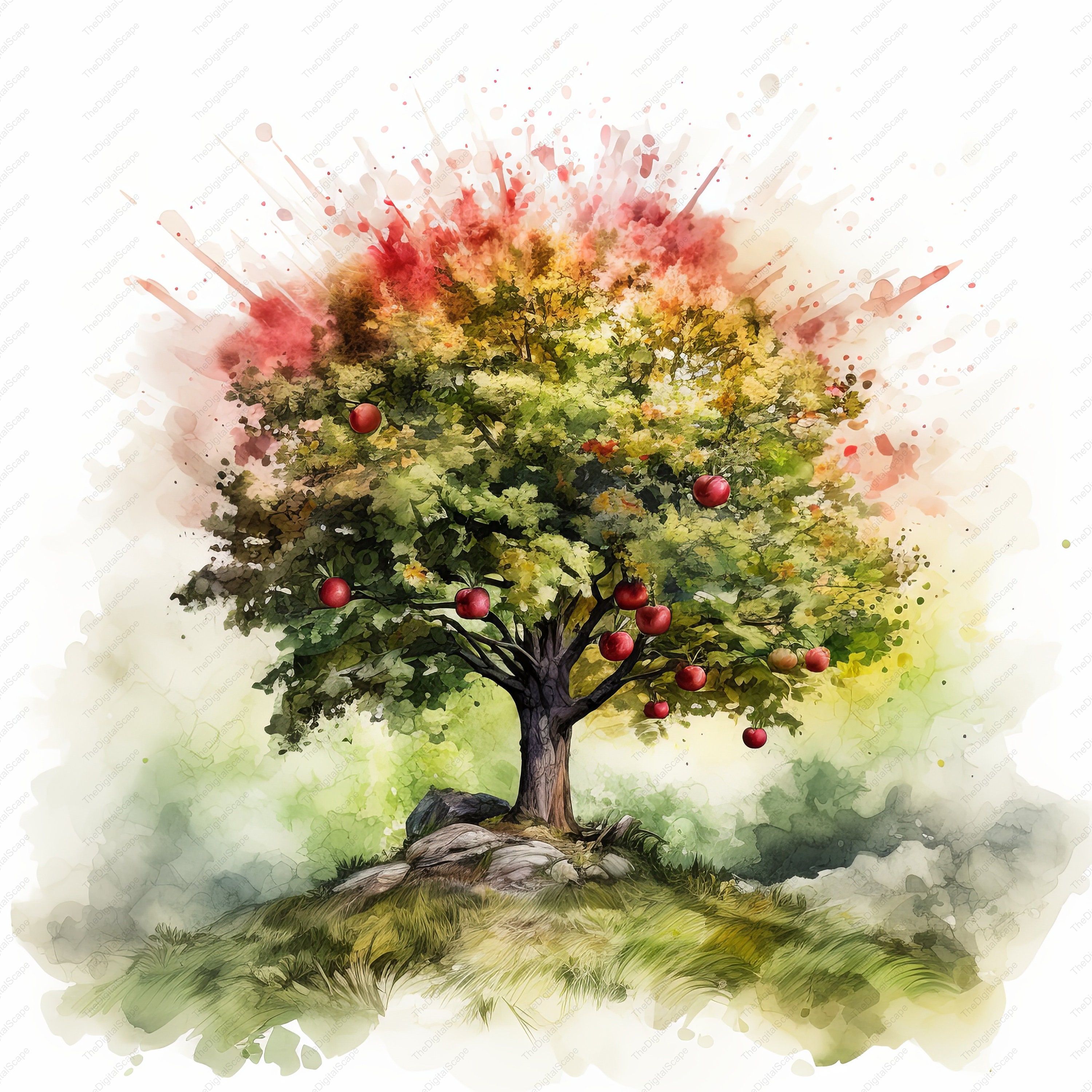 Apple Tree Clipart – High Quality Jpgs, Commercial Use (instant ...