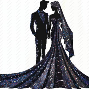 Silhouette funkelt Ehepaar Clipart - 10 hochwertige JPGs, Scrapbooks, digitales Handwerk, digitale Planer, Journal, Sofort Download