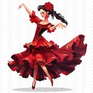 Clipart de 10 desenhos animados de dançarinos espanhóis - JPGs de alta qualidade, álbuns de recortes, artesanato digital, planejadores digitais, lixo eletrônico, download instantâneo