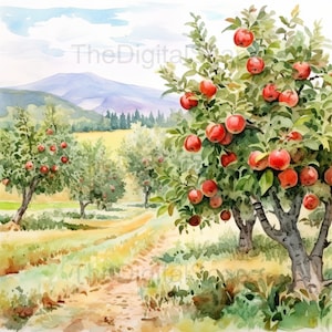 Apple Orchard Clipart - 10 High Quality JPGs, Scrapbooks, Digital Craft, Digital Planners, Junk Journal, Commercial Use, Instant Download