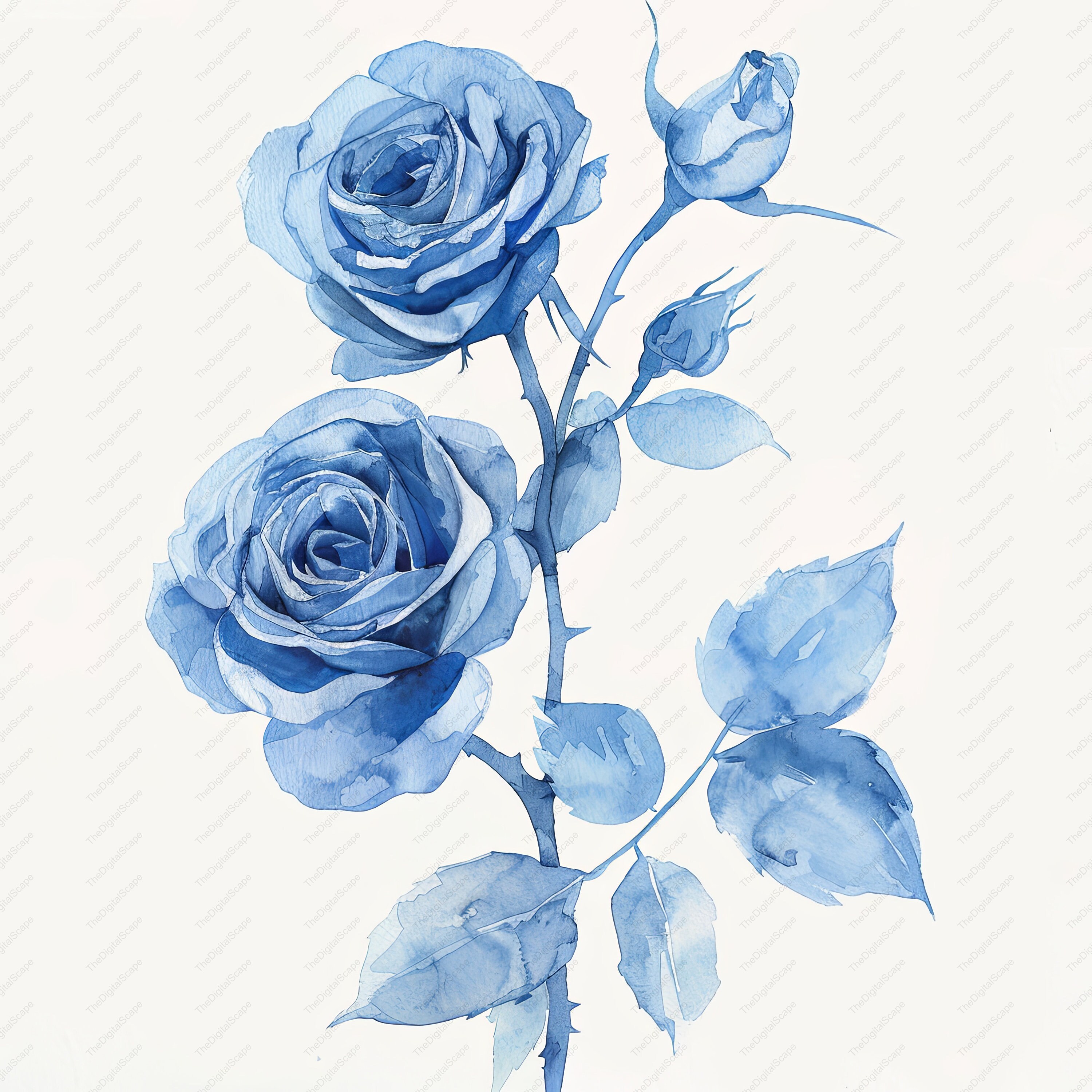 青いバラ | 原画作品 青の奇跡 ― 不可能が花開いた歴史と、藤原郁子が描く“奇跡の青