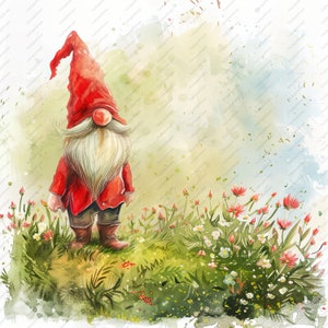 Spring Gnomes Clipart - 10 High Quality JPGs, Scrapbooks, Digital Craft, Digital Planners, Junk Journal, Commercial Use, Instant Download