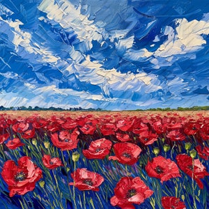 10 cliparts peinture à l'huile champs de coquelicots - JPG de haute qualité, albums de coupures, créations numériques, agendas numériques, journal indésirable, téléchargement immédiat