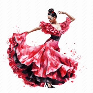Danseuse de flamenco espagnole Clipart - 16 fichiers JPG de haute qualité, albums de coupures, créations numériques, agendas numériques, journal indésirable, téléchargement immédiat