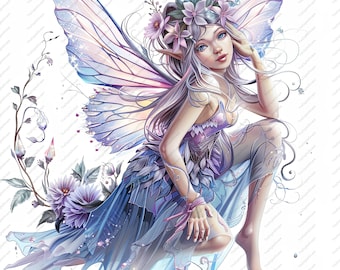 Cartoon Fairies Clipart – Fantasy JPG Graphics, Commercial Use (Instant Download)