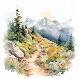 Mountain Trail Clipart - 14 High Quality JPGs, Scrapbooks, Digital Craft, Digital Planners, Junk Journal, Commercial Use, Instant Download