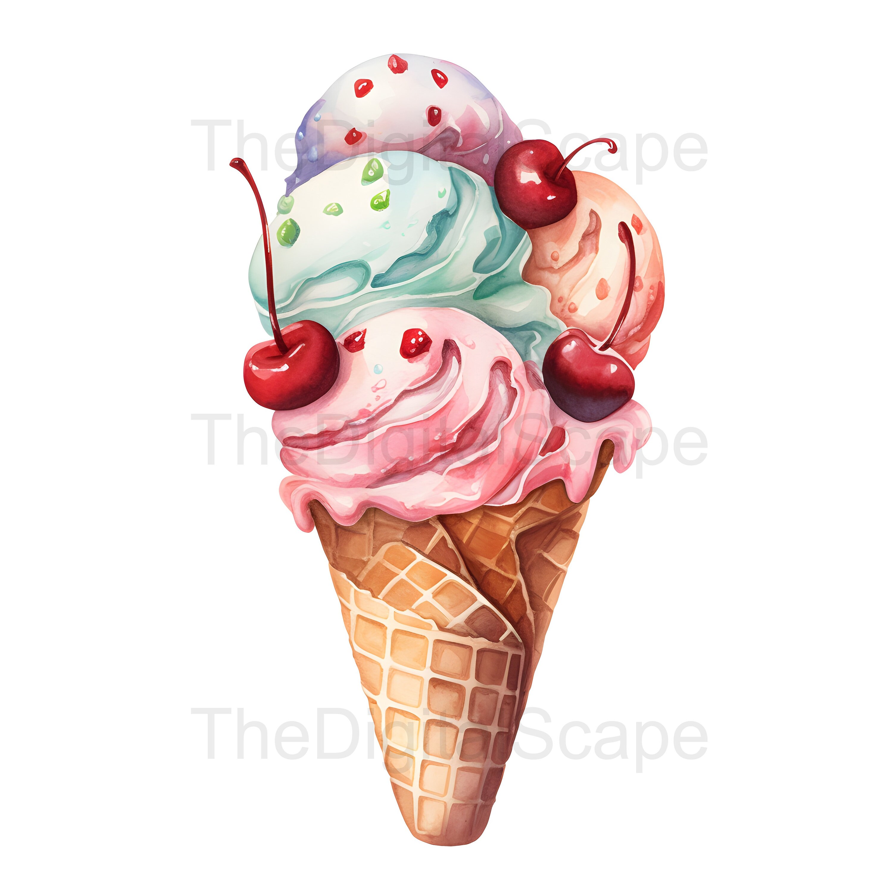 アイスクリームコーンのクリップアート - 10 個の高品質 JPG、スクラップブック、デジタル クラフト、デジタル プランナー、ジャンク  ジャーナル、商用利用、即時ダウンロード - Etsy 日本, image size:3000x3000