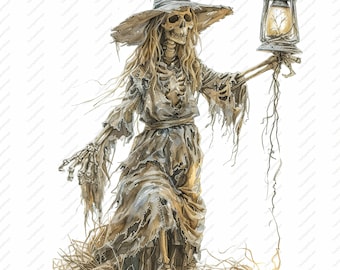 Halloween Skeleton Clipart: Watercolor Skull Art (Digital Download)