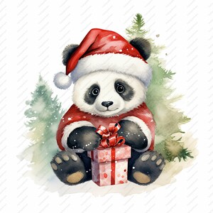 Kerst Panda Clipart - 10 hoge kwaliteit JPG's, Plakboeken, Digitale Ambacht, Digitale Planners, Ongewenste Journal, Commercieel Gebruik, Instant Download