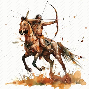 Native Indian on Horseback Clipart - 10 High Quality JPGs, Scrapbooks, Digital Craft, Digital Planners, Junk Journal, Instant Download