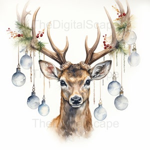 Weihnachten Rentier Clipart - 21 hochwertige JPGs, Scrapbooks, digitales Handwerk, digitale Planer, Junk Journal, kommerziell, Sofort Download