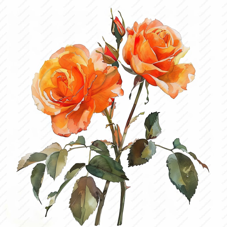 Orange Roses Clipart – High-quality Floral Jpgs (instant Download) - Etsy