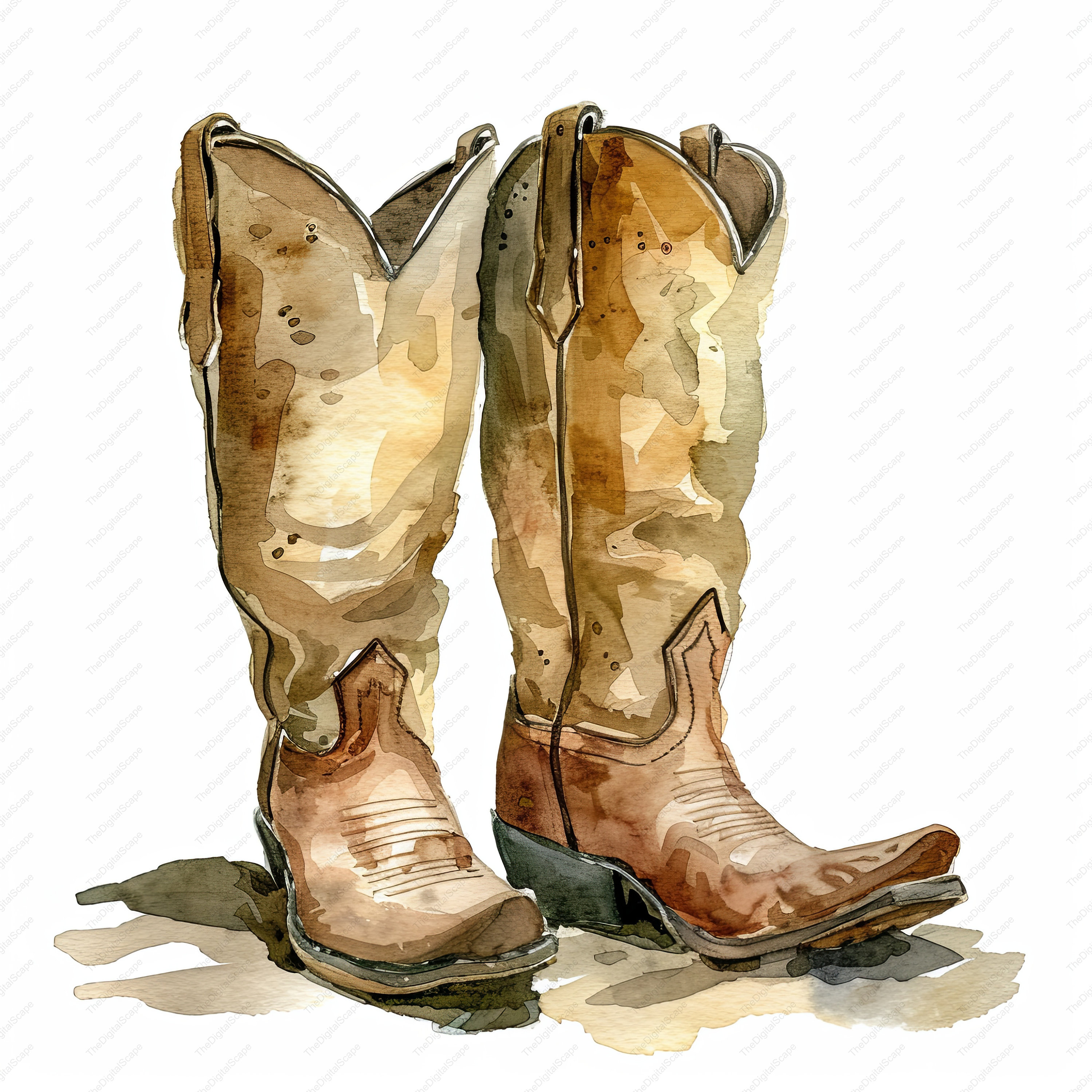 Cowboy Boots Clipart 10 High Quality Jpgs, Scrapbooks, Digital Craft ...