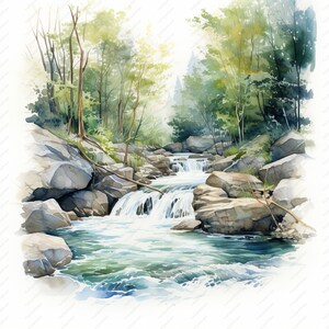 Woodland Streams Clipart - 10 High Quality JPGs, Scrapbooks, Digital Craft, Digital Planners, Junk Journal, Commercial Use, Instant Download