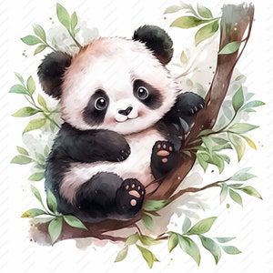 Clipart panda mignon - 10 fichiers JPG de haute qualité, albums de coupures, créations numériques, agendas numériques, journal indésirable, usage commercial, téléchargement immédiat