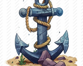 10 images clipart d'ancres de dessin animé : images JPG nautiques (téléchargement numérique)