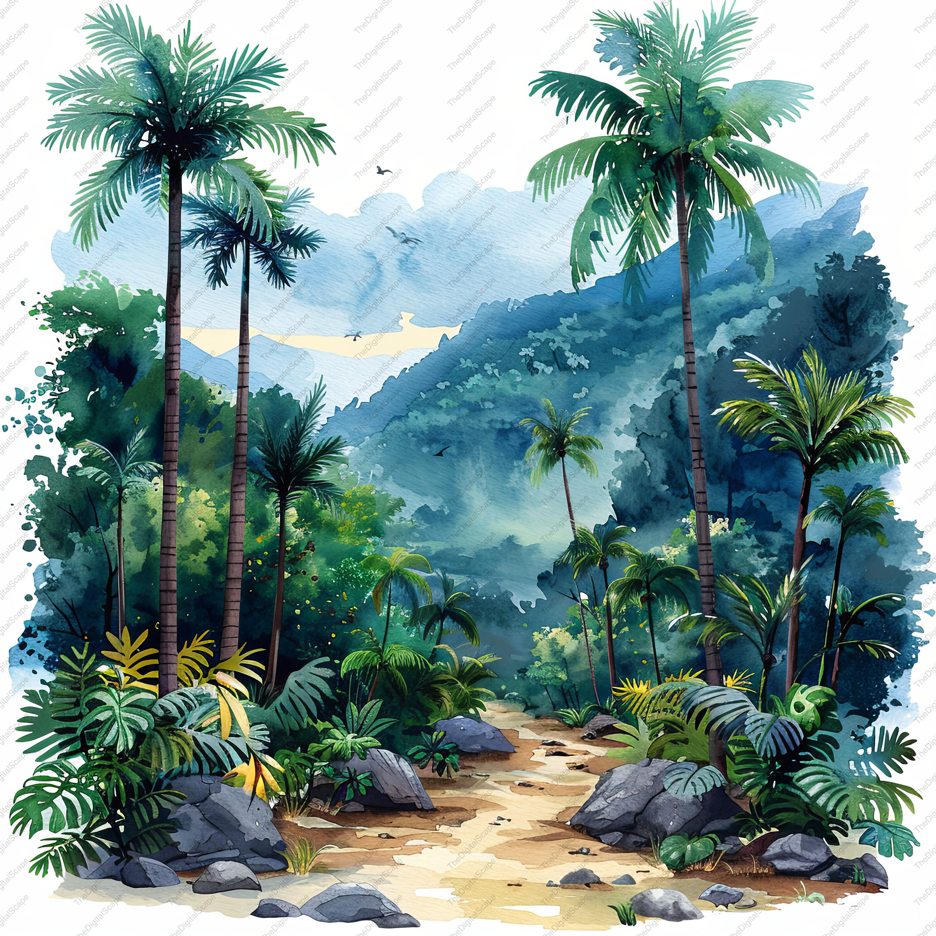 Tropical Rainforest Clipart Set – High-quality Jpgs (instant Download ...