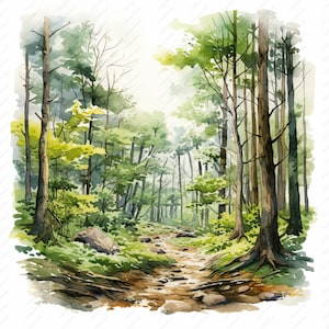Forest Trail Clipart - 15 High Quality JPGs, Scrapbooks, Digital Craft, Digital Planners, Junk Journal, Commercial Use, Instant Download