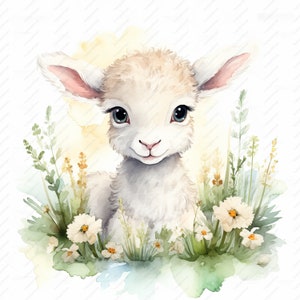 Cute Baby Lamb Clipart - 10 High Quality JPGs, Scrapbooks, Digital Craft, Digital Planners, Junk Journal, Commercial Use, Instant Download