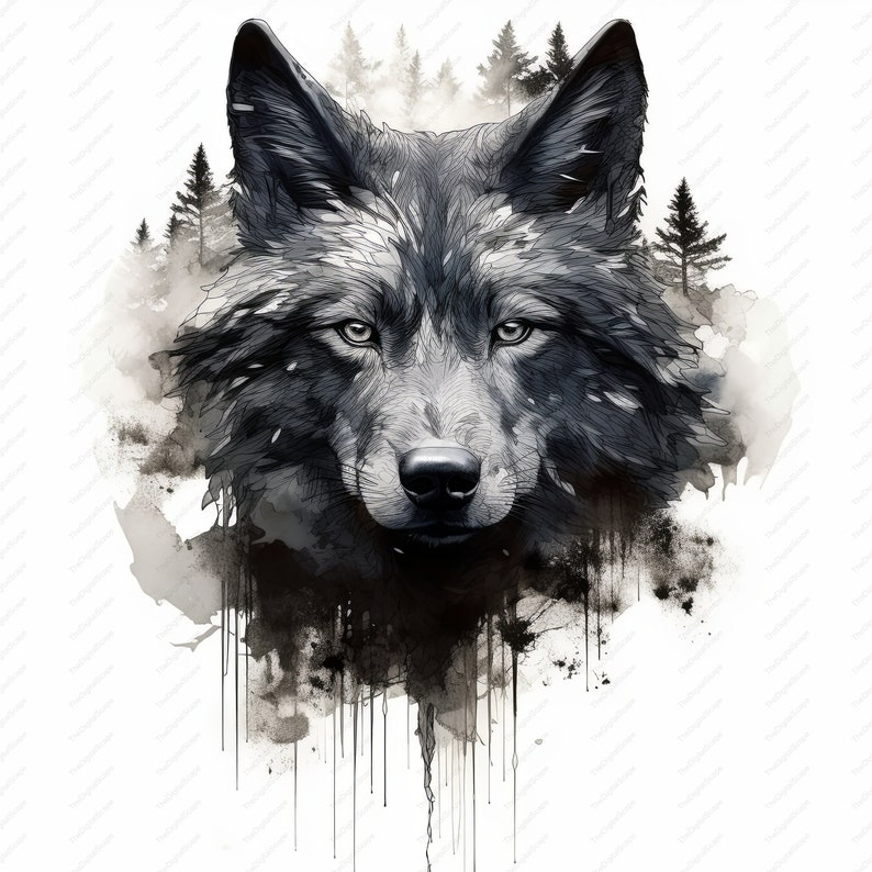 Black Wolf Clipart 10 High Quality Jpgs, Card Making, Clip Art, Wolf