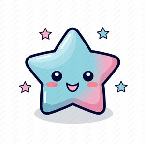 Kawaii Star SET 2 Clipart - 10 wysokiej jakości JPG, albumy, cyfrowe rzemiosło, cyfrowe planery, dziennik śmieci, reklama, natychmiastowe pobieranie