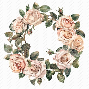 Wreath of Roses Clipart - 10 High Quality JPGs, Scrapbooks, Digital Craft, Digital Planners, Junk Journal, Commercial Use, Instant Download