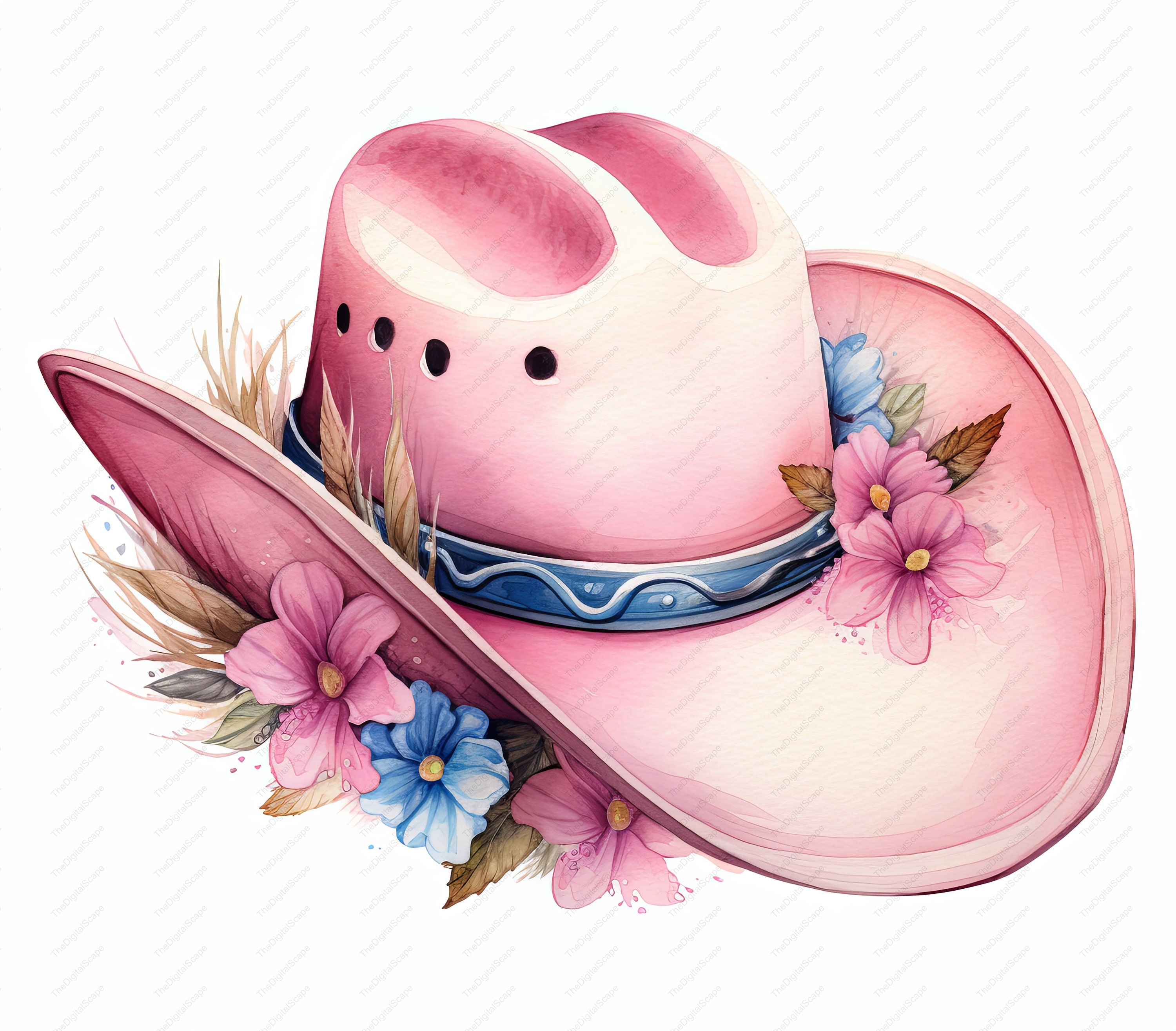 Pink Cowgirl Hat Clipart 10 High Quality Jpgs, Scrapbooks, Digital