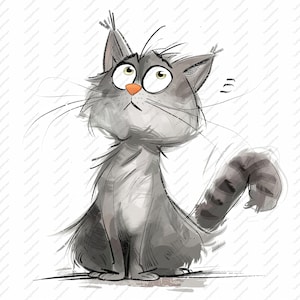 10 dessins de haute qualité de cliparts de chats fous 10 fichiers JPG - impression numérique, aquarelle, art mural, usage commercial - téléchargement numérique