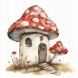10 cliparts champignon champignon maison - JPG de haute qualité, albums de coupures, créations numériques, agendas numériques, journal indésirable, téléchargement immédiat