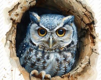 Watercolor Owl Clipart – High-Quality JPG Images (Commercial Use)