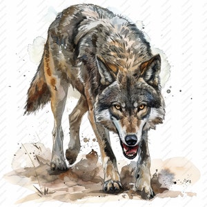 Hungry Wolf Clipart - 10 High Quality JPGs, Scrapbooks, Digital Craft, Digital Planners, Junk Journal, Commercial Use, Instant Download