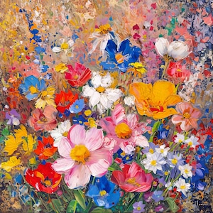 Clipart peinture florale abstraite - 10 fichiers JPG de haute qualité, albums de coupures, créations numériques, agendas numériques, journal indésirable, téléchargement immédiat