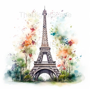 Clipart Tour Eiffel - 20 fichiers JPG de haute qualité, albums de coupures, créations numériques, agendas numériques, journal indésirable, usage commercial, téléchargement immédiat
